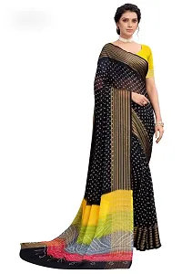 bhuwal fashion bhandhani print chiffon saree with blouse (black)-thumb1