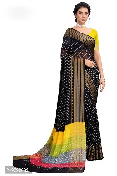 bhuwal fashion bhandhani print chiffon saree with blouse (black)-thumb2