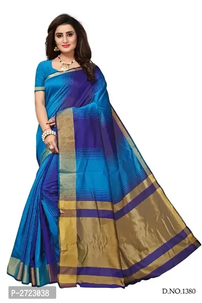 Multicoloured Cotton Silk Saree With Blouse Piece