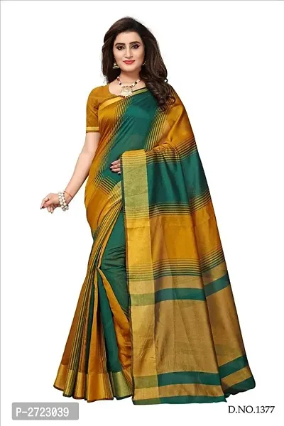 Multicoloured Cotton Silk Saree With Blouse Piece