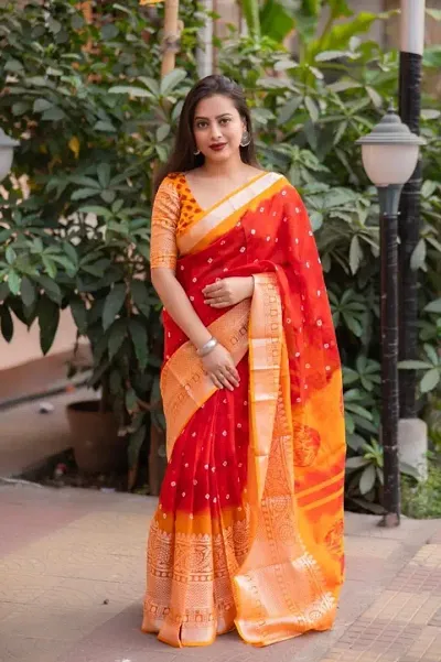 Attractive Art Silk Saree with Blouse piece 