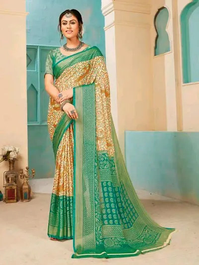 Glamorous Brasso Saree with Blouse piece 