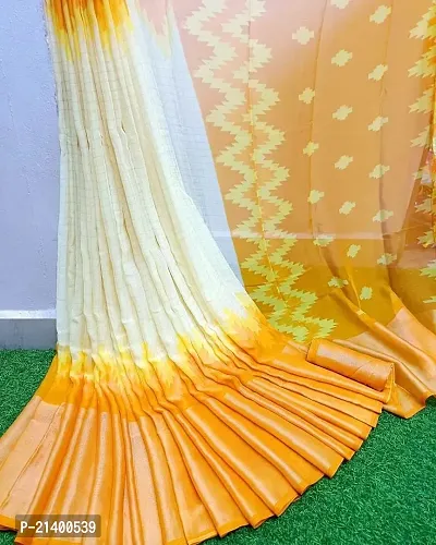 chiffon cheks design YELLOW saree   with blouse-thumb2
