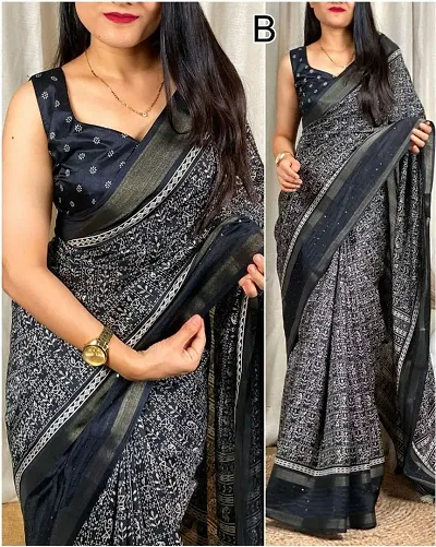 Soft Kalamkari Print Saree With Running Blouse Piece