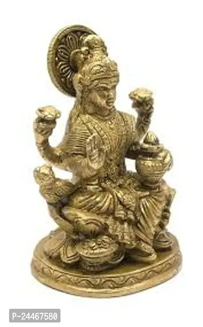 Decorative Showpiece-Laxmi ji -Brass, Golden-thumb0