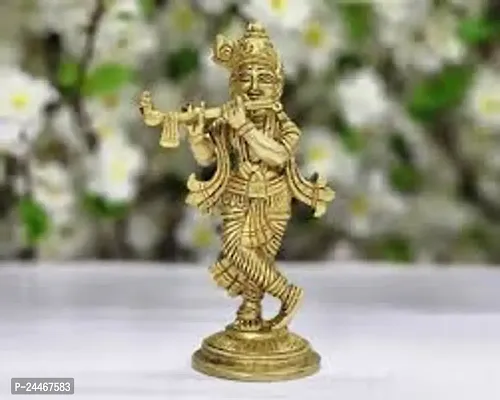 Decorative Showpiece-Krishna  -Brass, Golden