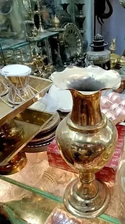 Decorative Showpiece-Brass Vessel -Brass, Golden
