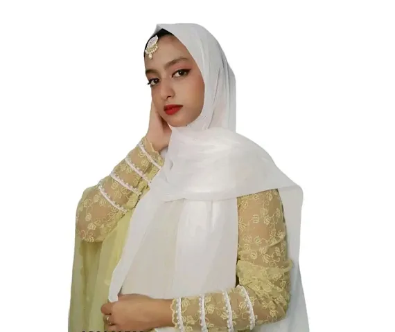 Fashionable Chiffon Solid Shimmer Hijab For Women