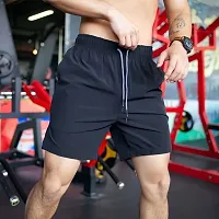 Trendy Black Cotton Blend Solid Shorts For Men-thumb2