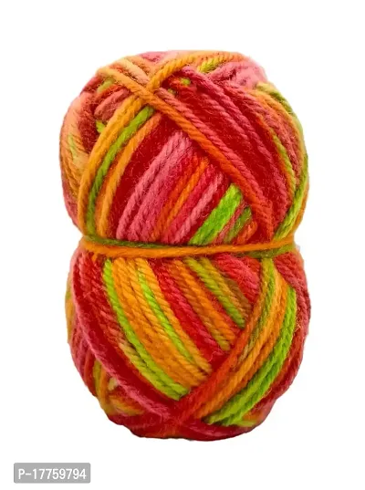 GT-Galaxy Multi Colour Poly Wool Chunky Hand Knitting Yarn - Pack of 1 Balls (Colour: Pink)-thumb0