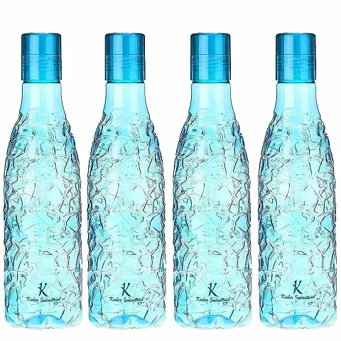 Kuber Industries BPA-Free Plastic Water Bottle | Leak Proof, Firm Grip, 100% Food Grade Plastic Bottles | For Home, Office, School & Gym | Unbreakable, Freezer Proof, Fridge Water Bottle | Pack of 4 - Blue