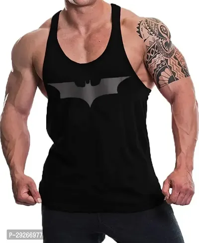 Solid Black Gym Vest for Men ( Black - Grey Batman)-thumb0