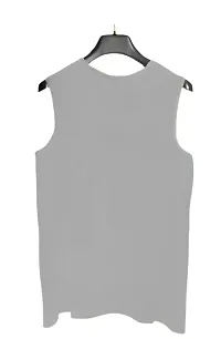Solid Grey Gym Vest for Men ( Grey - Black Bull )-thumb1