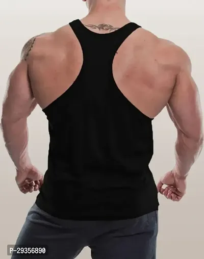 Solid Black Gym Vest for Men ( Black - Yellow Bull)-thumb2