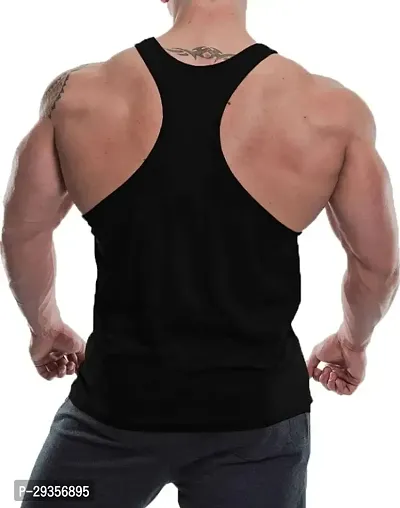 Solid Black Gym Vest for Men ( Black - Grey Spider)-thumb2