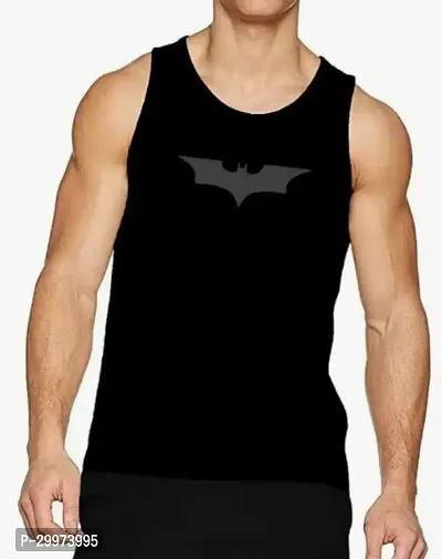 Trendy Black Polyester Printed Gym Vest for Men-thumb0