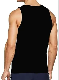 Trendy Black Polyester Printed Gym Vest for Men-thumb2