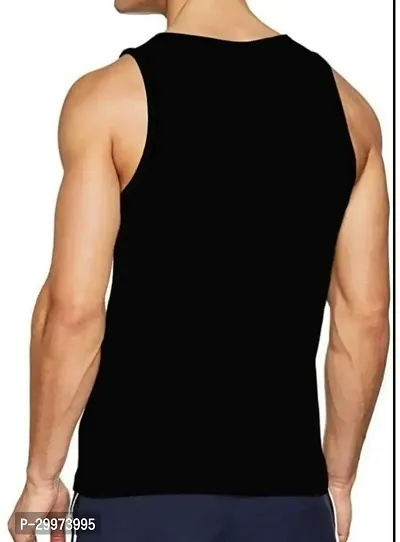 Trendy Black Polyester Printed Gym Vest for Men-thumb3