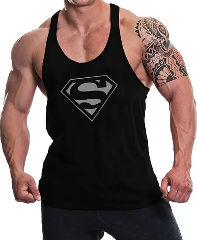 Solid Gym Vest for Men (Black - Superman)