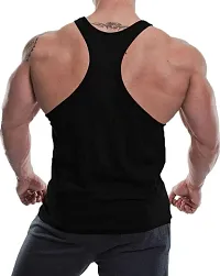 Solid Black Gym Vest for Men (Black - Grey Superman)-thumb1