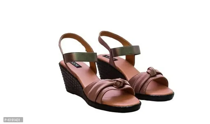 Stylish Synthetic Leather Self Design Sandals For Women