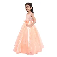 Elegant Peach Satin Self Pattern Maxi Dress For Girls-thumb4