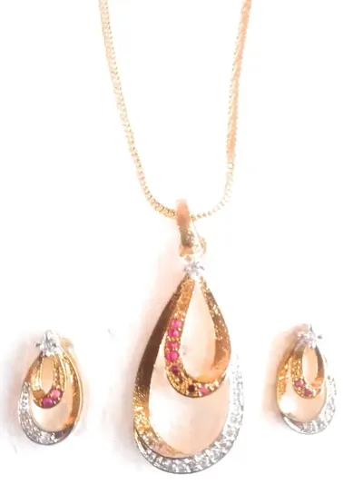 Ethnic Brass American Diamond Pendant Sets