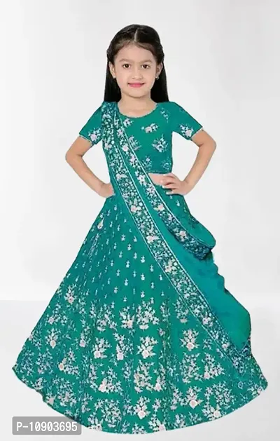 Classic Satin Embroidered Lehenga Cholis for Kids Girls-thumb0