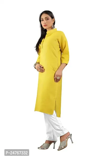 Estring Women's Solid Crepe Regular Fit 3/4 Sleeve Lightweight Casual Wear Ethnic Kurta (H_J_477772__)