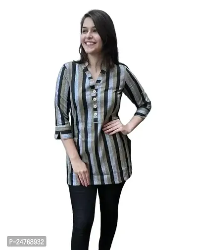 Estring Women's Printed Crepe Regular Fit 3/4 Sleeve Lightweight Casual Wear Ethnic Kurta with Bottom (H_J_477776__)