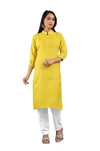 Estring Women's Solid Crepe Regular Fit 3/4 Sleeve Lightweight Casual Wear Ethnic Kurta (H_J_477772__)-thumb2