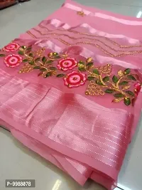 Chiffon Zari Embroidered Sarees with Blouse Piece-thumb1