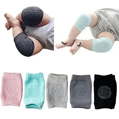 Comfortable Anti-Slip Padded Stretchable Elastic Cotton Soft Safety Protector Breathable Baby Knee Elbow Guard/pad for Crawling, Infant-1 Pc (Multicolor)