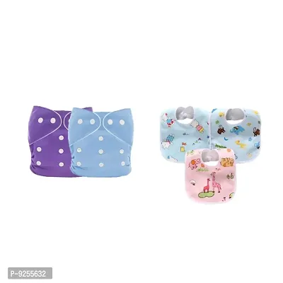 Combo Pack 2 Reusable Diaper and 3 Waterproof Tich Button-thumb0