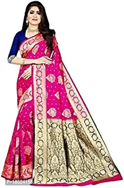 Graceful Pink Art Silk Banarasi Saree with Blouse Piece For Women-thumb0