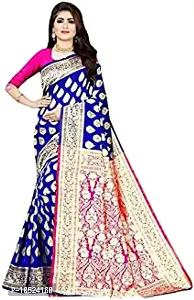 Graceful Blue Art Silk Banarasi Saree with Blouse Piece For Women