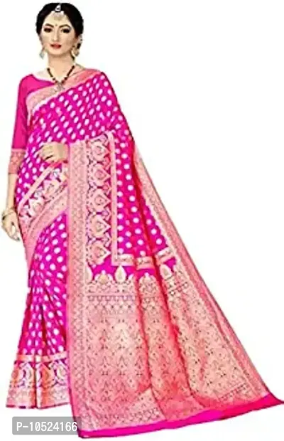 Graceful Pink Art Silk Banarasi Saree with Blouse Piece For Women-thumb0