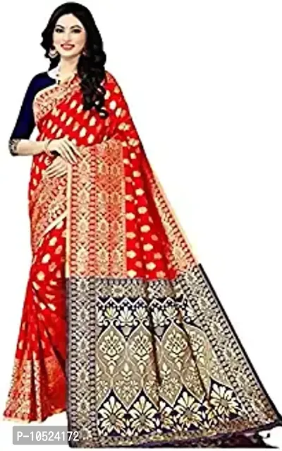 Graceful Red Art Silk Banarasi Saree with Blouse Piece For Women-thumb0