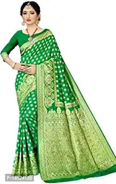 Graceful Green Art Silk Banarasi Saree with Blouse Piece For Women-thumb0