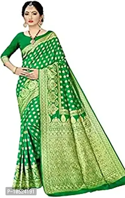 Graceful Green Art Silk Banarasi Saree with Blouse Piece For Women