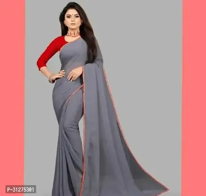 Stylish Georgette Solid Saree with Blouse piece for Women and girls