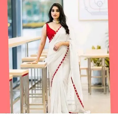 Stylish Georgette Solid Saree with Blouse piece for Women and girls