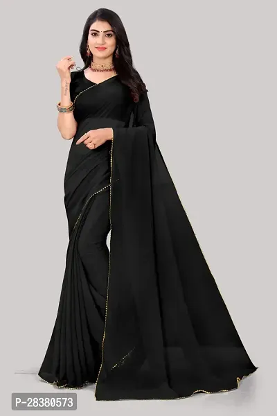 Stylish Solid Georgette Saree With Blouse Piece For Women