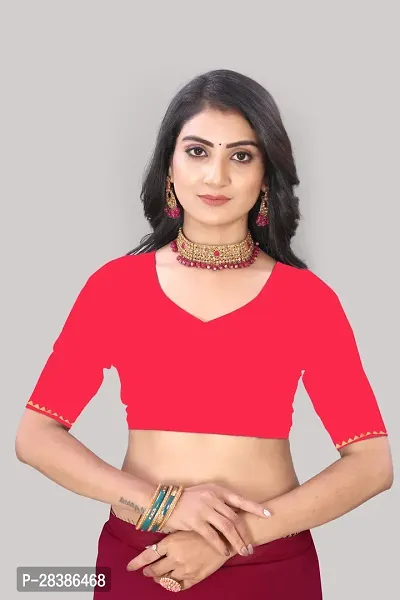 Elegant Red Georgette Solid Bollywood Saree with Blouse Piece-thumb3