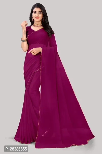 Elegant Purple Georgette Solid Bollywood Saree with Blouse Piece