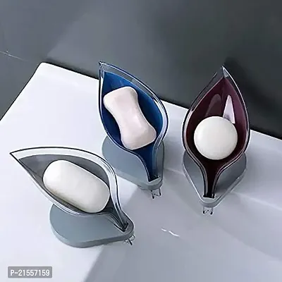 Premium Quality Plastic Leaf Shape Soap Box Self Draining Bathroom Soap Holder -- Bathroom Decor Dish Rack-thumb0