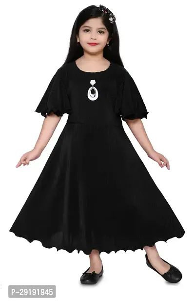 Fabulous Black Cotton Blend Solid Frocks For Girls