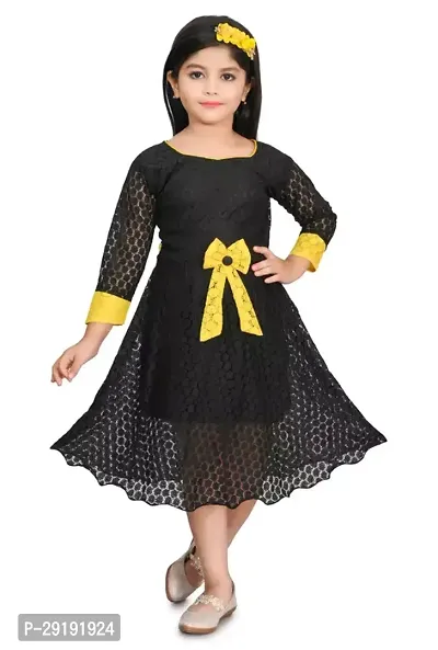 Fabulous Black Cotton Blend Solid Frocks For Girls