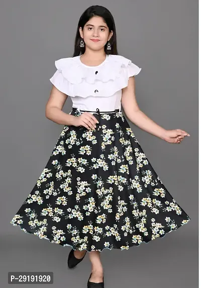 Fabulous White Cotton Blend Printed Frocks For Girls