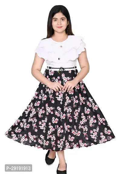 Fabulous White Cotton Blend Printed Frocks For Girls